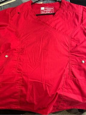 Women’s MedGear Red V-Neck Scrub Top